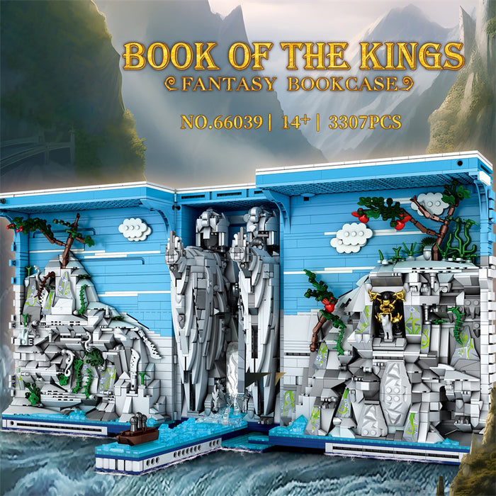 BOOK OF THE KINGS FANTASY BOOKCASE  Book file building blocks desktop ornaments puzzle diy assembled toys(3307PCS)