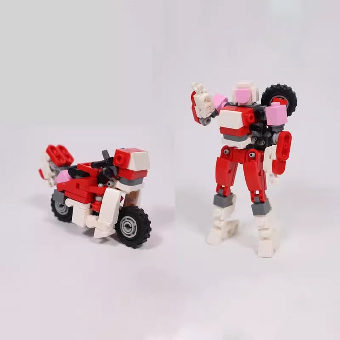 MOC domestic building blocks compatible with LEGO transforming mecha motorcycle small creative assembled robot model gift(101PCS)