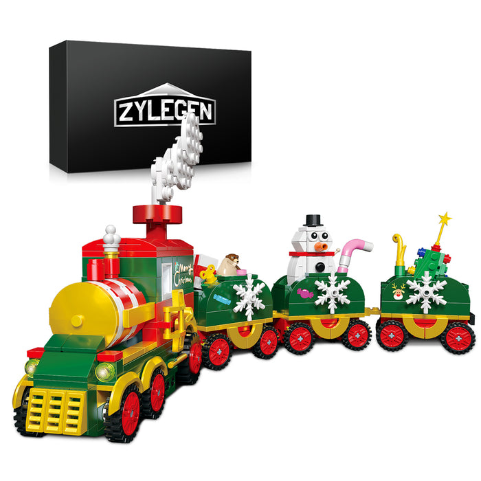 ZYLEGEN Christmas Train Building Kit,Christmas Train Set with Snowman,Stocking Stuffer for Kids,Xmas Gifts for Boys Girls,Christmas Décor Building Kit(621+Pcs)