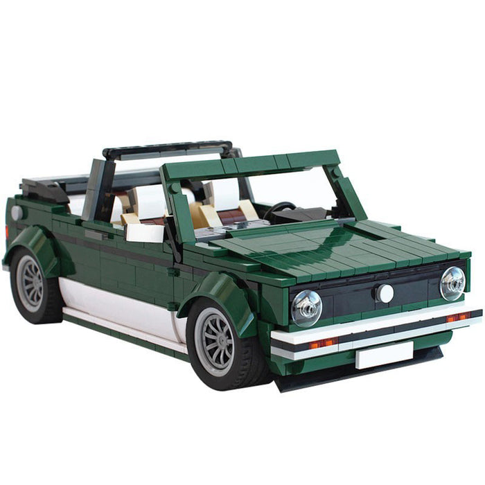 Small particle building blocks MOC car assembly Volkswagen Golf MK1 Convertible Compatible with LEGO Dark green model (976PCS)