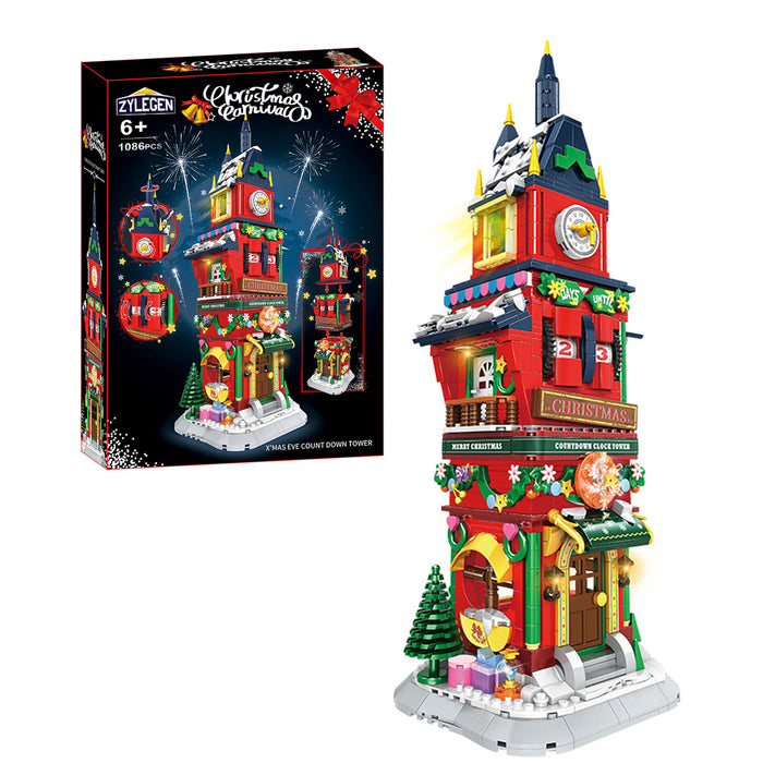 ZYLEGEN Christmas Countdown Clock Tower Building Kit ,Christmas Playset for Kids,Holiday Present Idea Gift for Preschoolers,Advent Calendar Xmas Gifts for Boys and Girls(1,084Pcs)