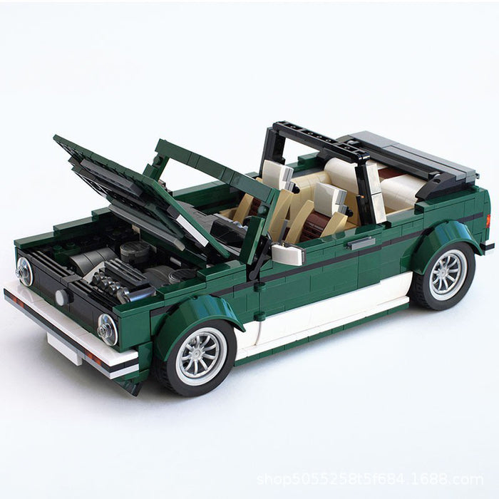 Small particle building blocks MOC car assembly Volkswagen Golf MK1 Convertible Compatible with LEGO Dark green model (976PCS)