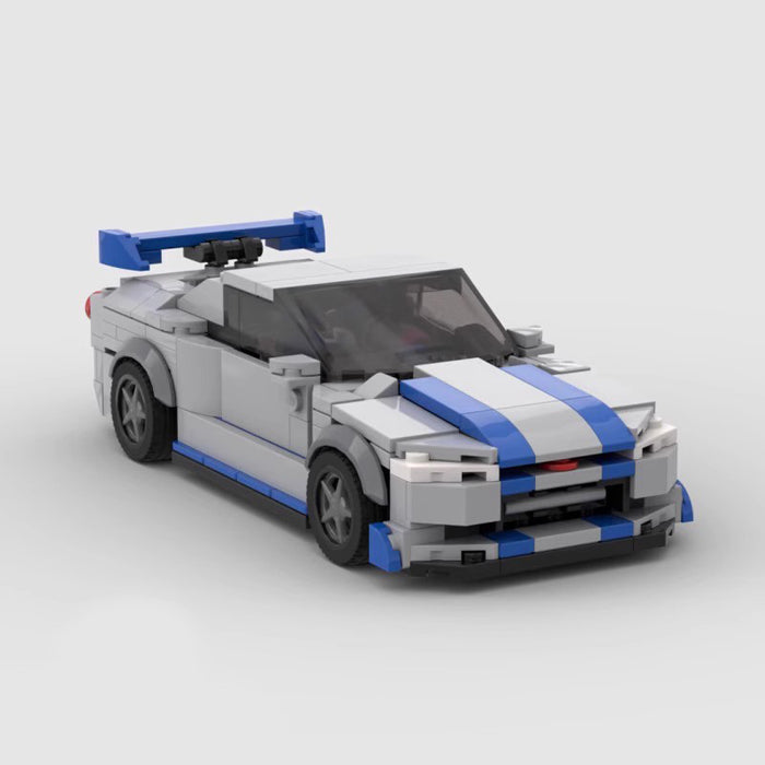 MOC compatible with LEGO 8 frame car Eastern Japan God of War GTR R34 Paul Puzzle speed series boys building（335PCS）