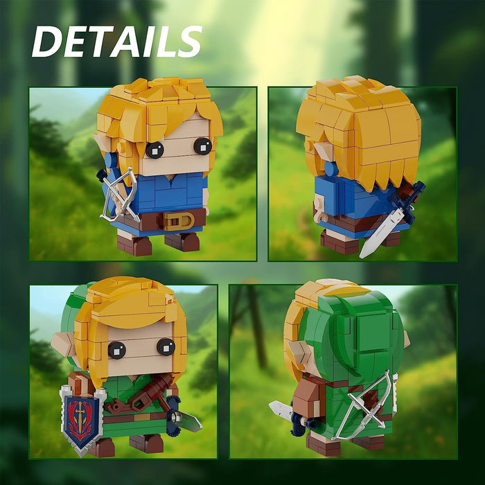 ZYLEGEN BOTW Link Building Set, Link Action Figures Holding Master Sword and Hylian Shield, Birthday Party Decorations Supplies, Gifts for Fans Kids Adults, Compatible for Lego (334 Pieces)