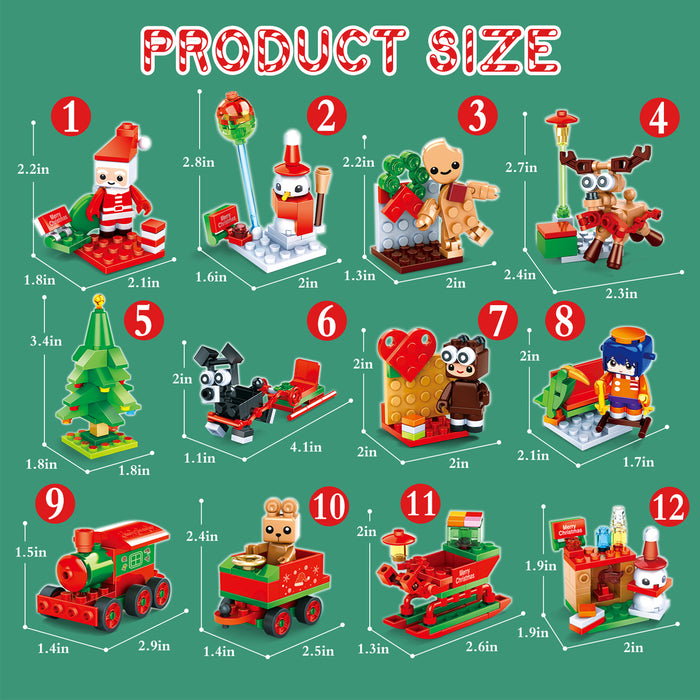 ZYLEGEN 2023 Advent Calendar Christmas Holiday Countdown Playset, Gift Idea to Countdown to Adventure with Daily Collectible Surprises,Xmas Party Favors Building Block(12Pack)