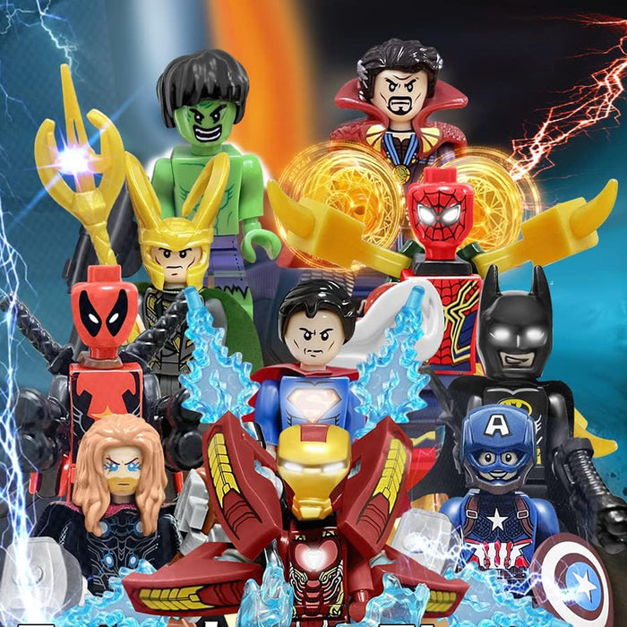 ZYLEGEN 10 Pcs Minifigures Building Blocks Kit, Superhero Action Figures Toys Gifts for Birthday, Christmas, Easter, Children's Day for Superhero Fans Kids Boys Girls