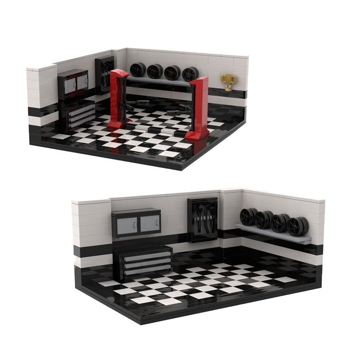 Domestic building blocks MOC compatible LEGO speed8 grid car parking display garage scene boys toys(212pcs)