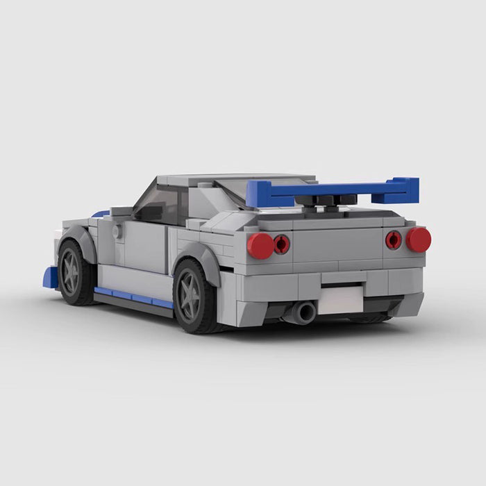 MOC compatible with LEGO 8 frame car Eastern Japan God of War GTR R34 Paul Puzzle speed series boys building（335PCS）