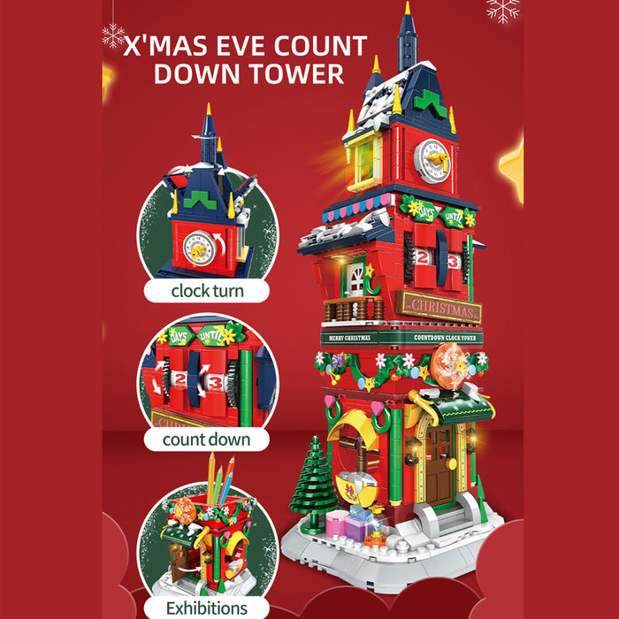 ZYLEGEN Christmas Countdown Clock Tower Building Kit ,Christmas Playset for Kids,Holiday Present Idea Gift for Preschoolers,Advent Calendar Xmas Gifts for Boys and Girls(1,084Pcs)