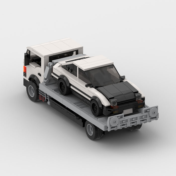 MOC Building Blocks Compatible LEGO Puzzle Heads Up D Rescue Flatbed Trailer Universal Model speed series 8 compartment car（331PCS）