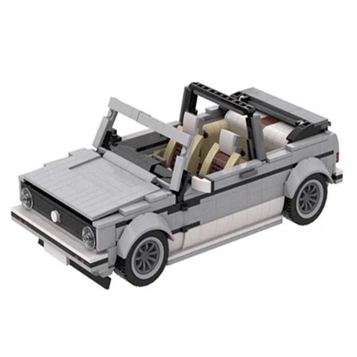 Small particle building blocks MOC car assembly Volkswagen Golf MK1 Convertible Compatible with LEGO Gray Model (976PCS)