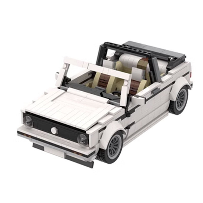 Small particle building blocks MOC car assembly Volkswagen Golf MK1 Convertible Compatible with LEGO White model (976PCS)