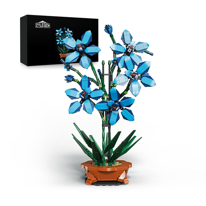 ZYLEGEN Blue Orchid Building Sets for Adults, Home Décor DIY Projects, Relaxing Creative Activity Gift Idea, Cymbidium OrchidBotanical Collection for Ages 8-12 yrs Old Girl for Gift(1097Pcs)