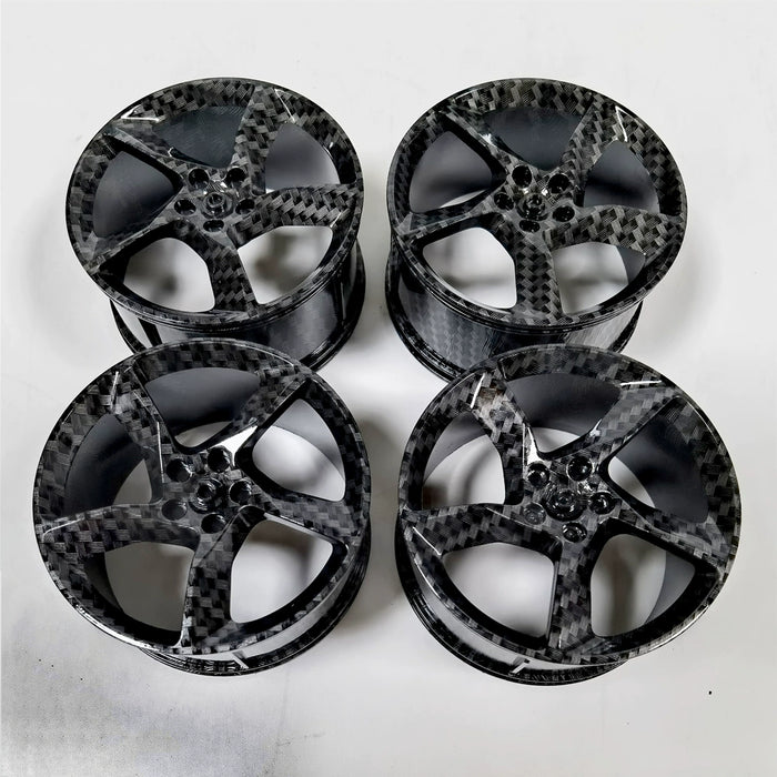 MOC SP3 Wheels Charcoal Fiber Textured Water Transfer Print Compatible with LEGO 73389 Puzzle Tech Set 68577