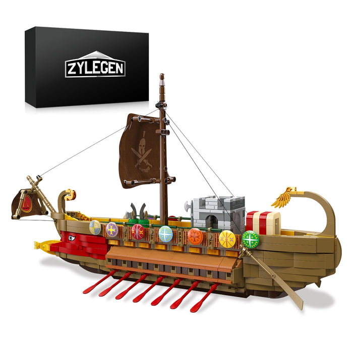 ZYLEGEN Spartan Viking Longship Building Blocks Kits,Medieval Warships Pirate Ship Building Sets,Pirates Ship Model Bricks Toy Sets,AGreat Gift for Adult Kid Who Like Creative Playset(1033Pcs)