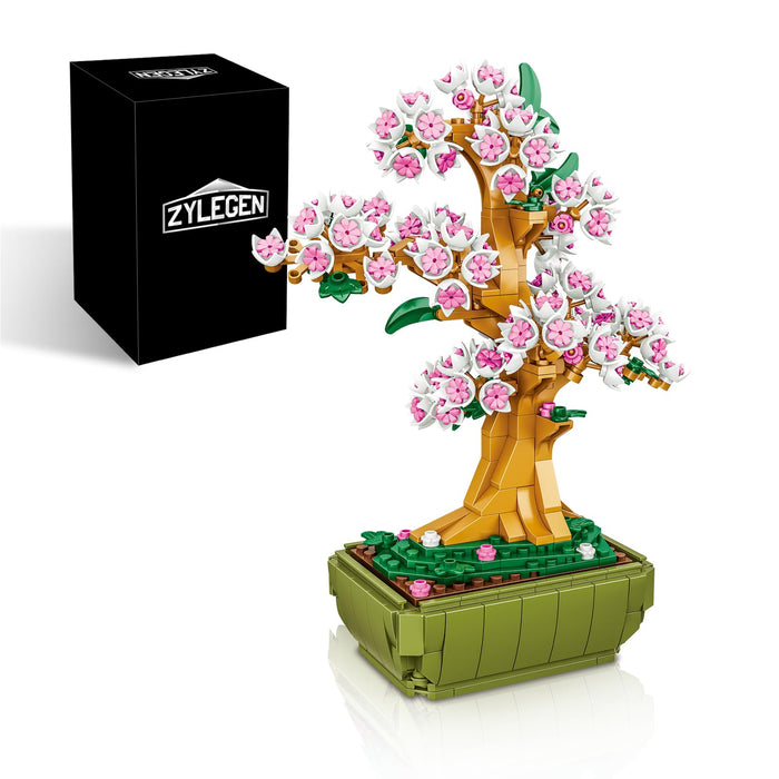 ZYLEGEN Sakura Bonsai with Flowerpot Building Block Set,Cherry Blossoms Flowers Building Kit,DIY Plant Model for Adults,Botanical Collection,Gifts Idea Gifts for Grils Mom,Home Office Decor(550PCS)