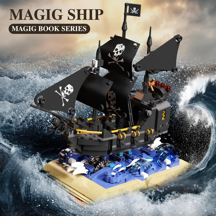ZYLEGEN Pirate Ship Building Toy Set,Black Pearl Pirate Ship Black Hawk Sailboat Sets with Book Building Blocks Toys Set Gift for Ages 12+ Boys Girls(919Pcs)