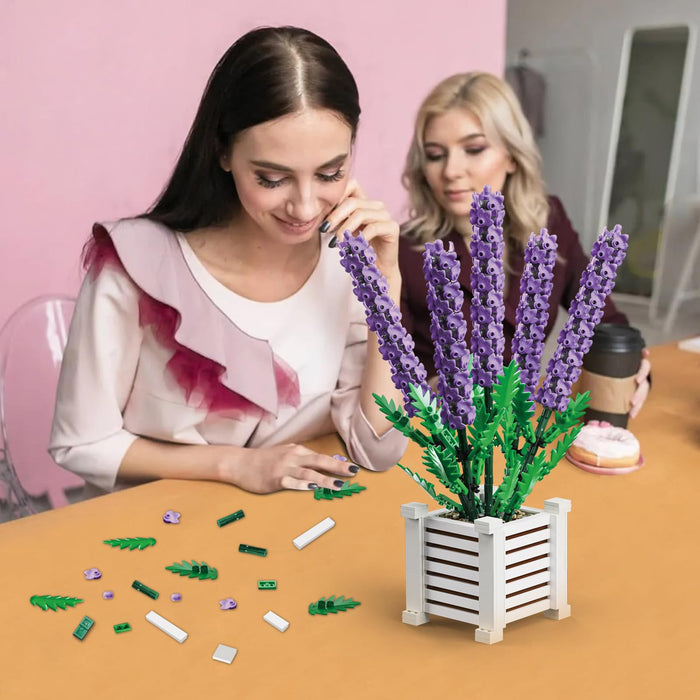 ZYLEGEN Lavender Building Sets for Adults,Artificial Flowers Home Décor,Housewarming Gifts Idea, for Her and Him,Botanical Collection for Ages 8-12 yrs Old Girl(1,204Pcs)
