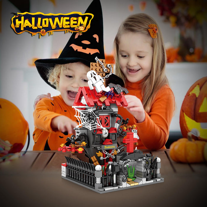 ZYLEGEN Halloween Haunted House Building Blocks Kit, Ghost Vampire Building Kit for Kids, Halloween Party Favor Goodie Bags Stuffers Birthday Gifts for Kids Boys and Girls(595Pcs)
