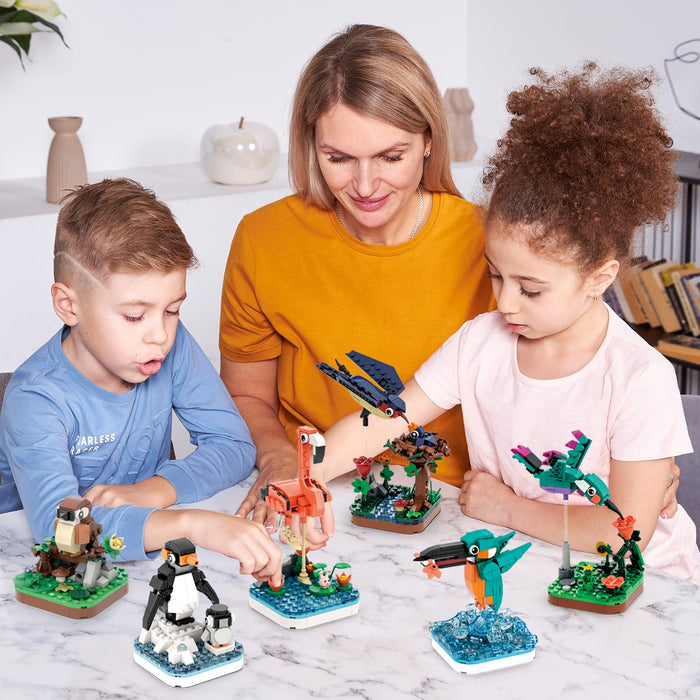 ZYLEGEN 6-in-1 Mini Bird Animals Building Block Set,Animal Figures Building Toy,Creative Party Favors Toys for Kids,Goodie Bags Stuffers Prizes Birthday Gift for Halloween Christmas