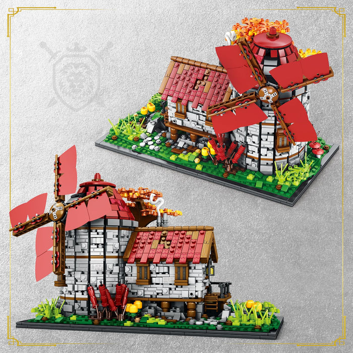 ZYLEGEN Medieval Dutch Windmill House MOC Building Kits,Flower Tree House Idea Architecture Sets Building Toys,Creative City Town Sets House Kit Castle Village Gifts for Girls Women(2,296Pcs)