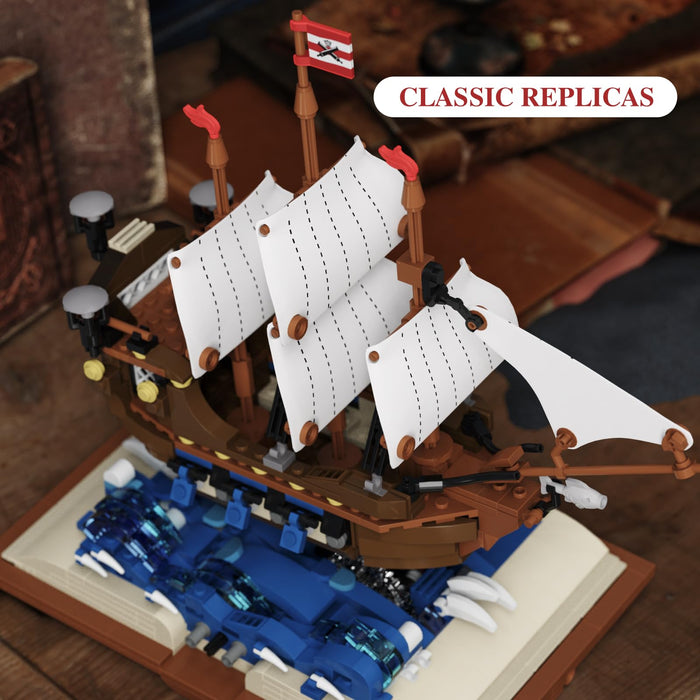 ZYLEGEN Ideas Pirates Ship Model Building Blocks Set, MOC Battleships Sailboat Model Construction Set to Build, Gift for Kids Age 12+/Adult Collections Enthusiasts(925Pcs)