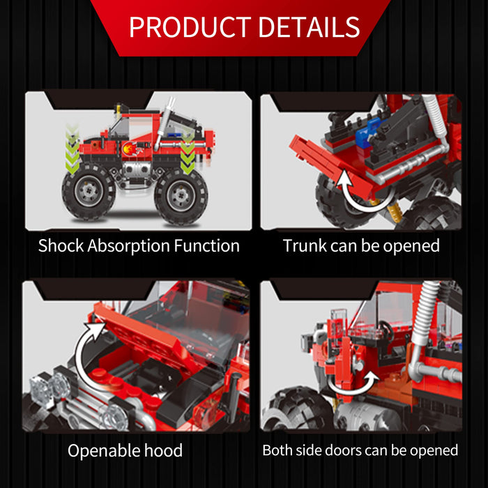 ZYLEGEN Monster Truck Toy Model Building Kit, Racing Car Toys Set for Kids,Off Road Stunts,Birthday Gift for Monster Truck Fans Boys and Girls 7yr+(317Pcs)