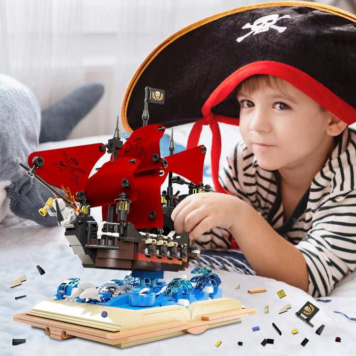 ZYLEGEN Ideas Pirates Ship Model Building Blocks Kits, Queen Anne Pirates Ship Building Toy Set,Sailboat Model Construction Set to Build, Gift for Kids, Boys,and Girls Ages 12+ Years Old(966Pcs)