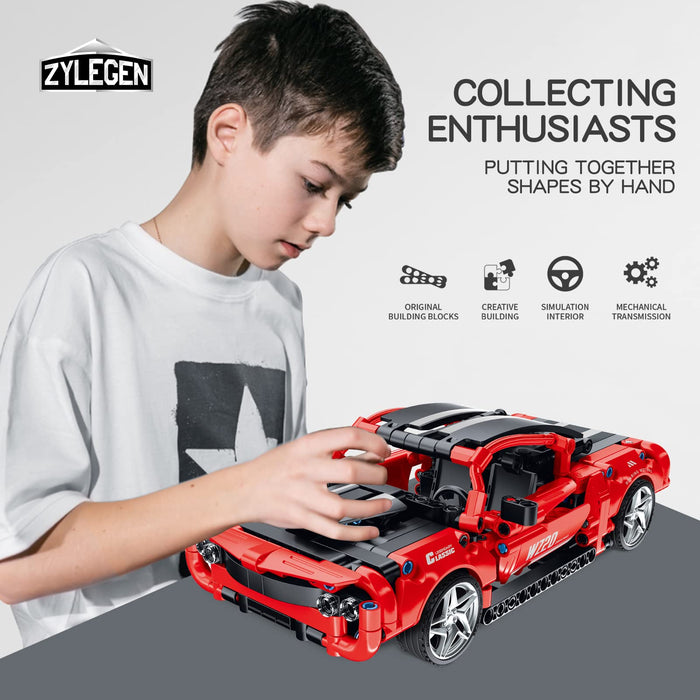 ZYLEGEN Dodg Challenger Off-Road Pickup MOC Technique Building Blocks and Engineering Toy, Adult Collectible Model Cars Kits to Build, 1:14 Scale Truck Model(568pcs)