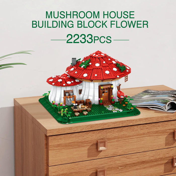 ZYLEGEN Mushroom House Building Blocks Kit,House Garden Treehouse Mini Bricks Model Set,Modular Architecture Building Toy Set,Home Decor Gift Idea for Adults and Kids(2,233Pcs)