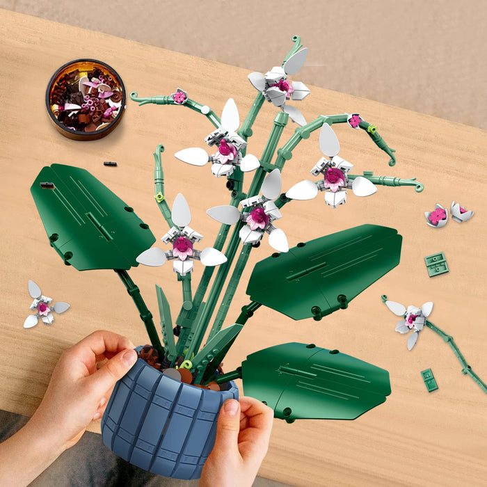 ZYLEGEN Butterfly Orchid Artificial Plant Building Sets, Home Décor Accessory for Adults,Phalaenopsis Botanical Collection Creative Project for Her and Him, Idea(728pcs)
