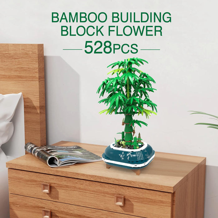 ZYLEGEN Bamboo Bonsai Tree Toy Building Set,Green Tree and Pot,Modular Building Block Bricks Bonsai Tree for Playsets or Display for Teens and Adults,Gift for Home and Office Decor(528PCS)