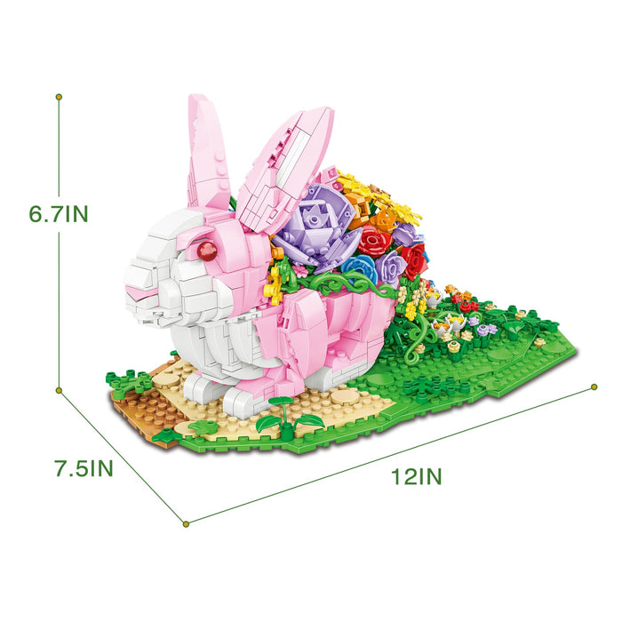 ZYLEGEN Rabbit Flower Animal Toy Building Set,Bunny Flower Toy Building Sets,Botanical Collection Ideal Gift for Animal Lovers,Buildable Toys,Halloween Christmas Party Favors for Kids(935Pcs)