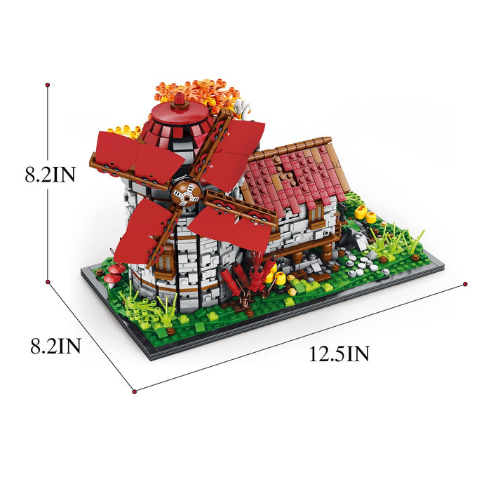 ZYLEGEN Medieval Dutch Windmill House MOC Building Kits,Flower Tree House Idea Architecture Sets Building Toys,Creative City Town Sets House Kit Castle Village Gifts for Girls Women(2,296Pcs)