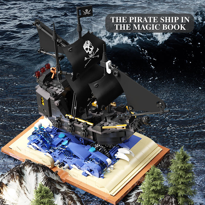 ZYLEGEN Pirate Ship Building Toy Set,Black Pearl Pirate Ship Black Hawk Sailboat Sets with Book Building Blocks Toys Set Gift for Ages 12+ Boys Girls(919Pcs)