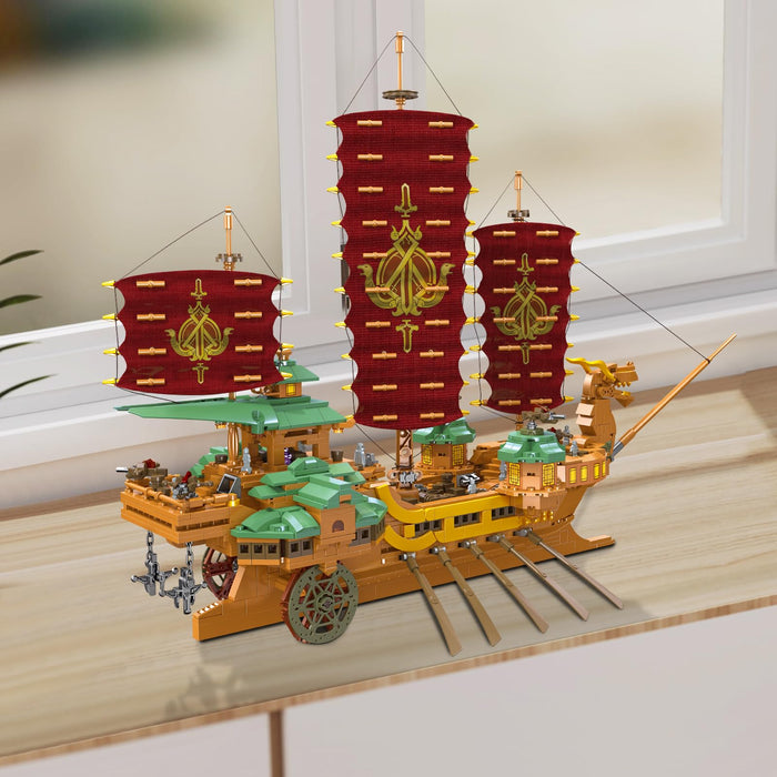 ZYLEGEN Dragon Pirate Ship Building Sets, MOC Blocks Ship Building Blocks,Sailboat and Ship Model Kit Construction Set Medieval Warships Building Bricks Toy Kit for Adults Kids Teen(1,396Pcs)