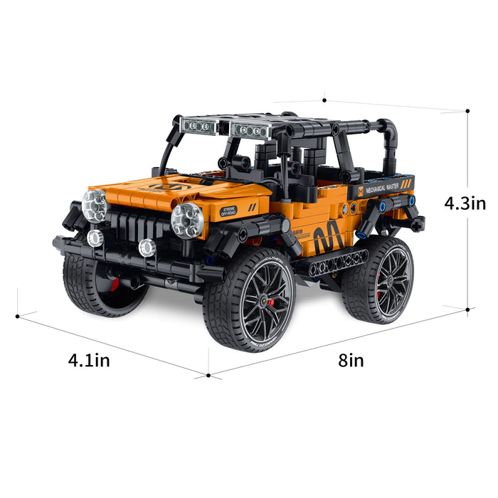 ZYLEGEN Mini Technique Jeep Wrangle 4x4 Toy Car Model Building Kit, All Terrain Off Roader SUV,1:14 Scale Off-Road Car Model Building Blocks Toys,Gift Idea for Kids, Boys and Girls(502Pcs)