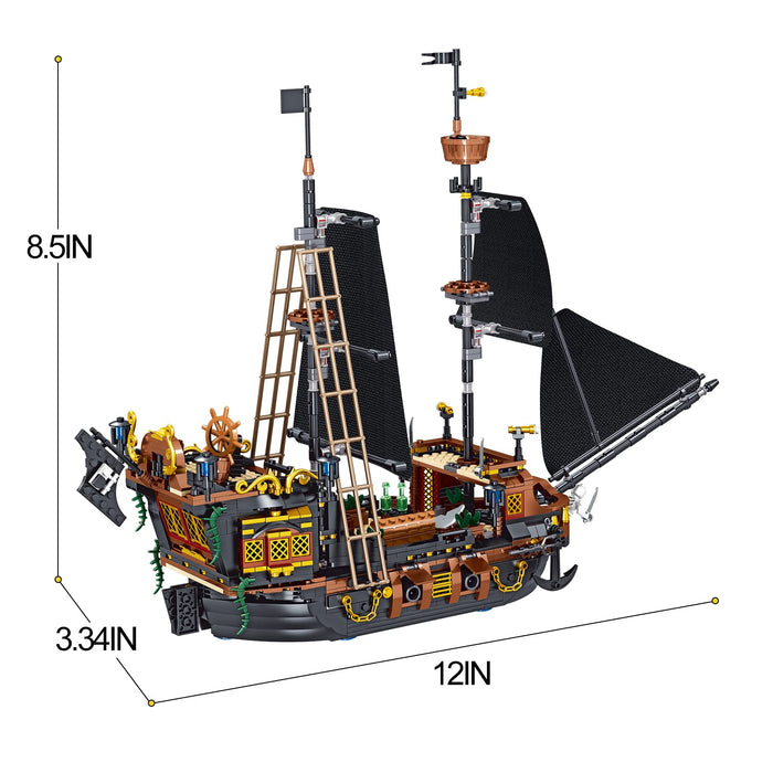 ZYLEGEN Black Pearl Pirate Ship Building Blocks Kit,Sailboat Sets Pirate Micro Brick Toys Set for Ages 6+ Boys Girls,Gift for Adult who Like Adventures Play,Not Compatible with Lego(1328Pcs)