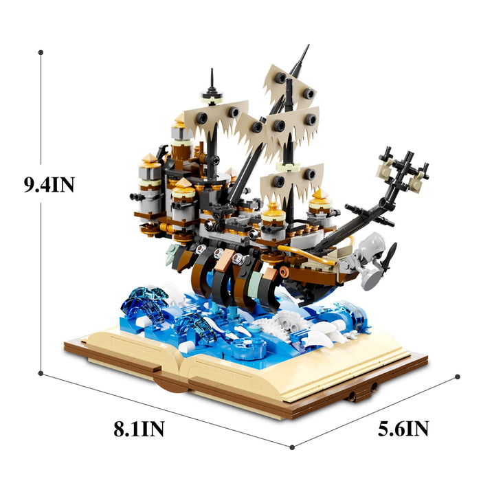 ZYLEGEN Pirate Ship Building Toy Set for Adults,Queen Mary Pirates Ship Building Blocks Kit,Sailboat Sets to Build,Gift for Adult who Like Adventures Play and Book(1,028Pcs)