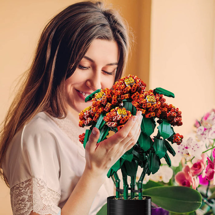 ZYLEGEN Lantana Flower Bouquet Artificial Flowers Building Sets for Adults, Decorative Home Accessories, Gift Idea, Botanical Collection,Housewarming Gifts(1614Pcs)