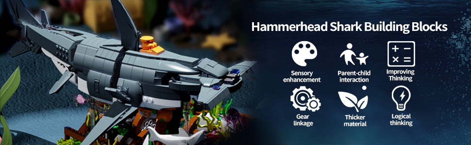 Rotatable Hammerhead Shark Deep Sea Creatures Building Blocks kit